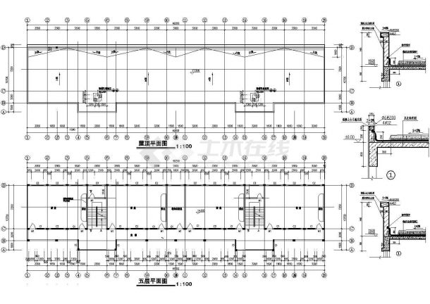 南宁市某中学3850平米五层框架结构教学办公楼建筑设计CAD图纸-图二