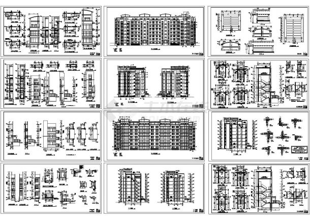 6370平米8层框架结构住宅楼建筑设计CAD施工图（含跃层）-图一