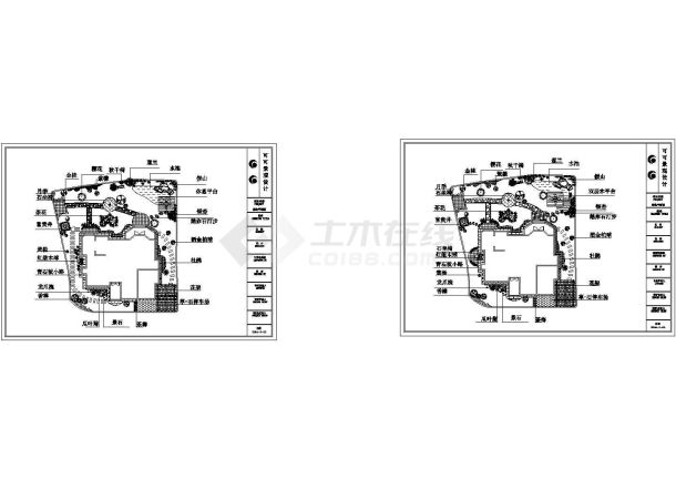 某别墅庭院景观设计cad图(含平面图)-图二