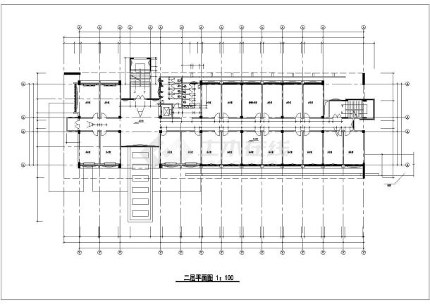 北京科技大学5600平米4层框架结构行政办公楼平面设计CAD图纸-图二