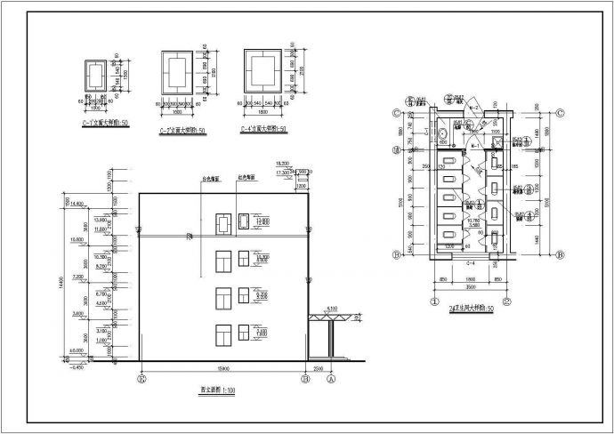 乌鲁木齐某中学2800平米4层砖混结构教学综合楼建筑设计CAD图纸_图1