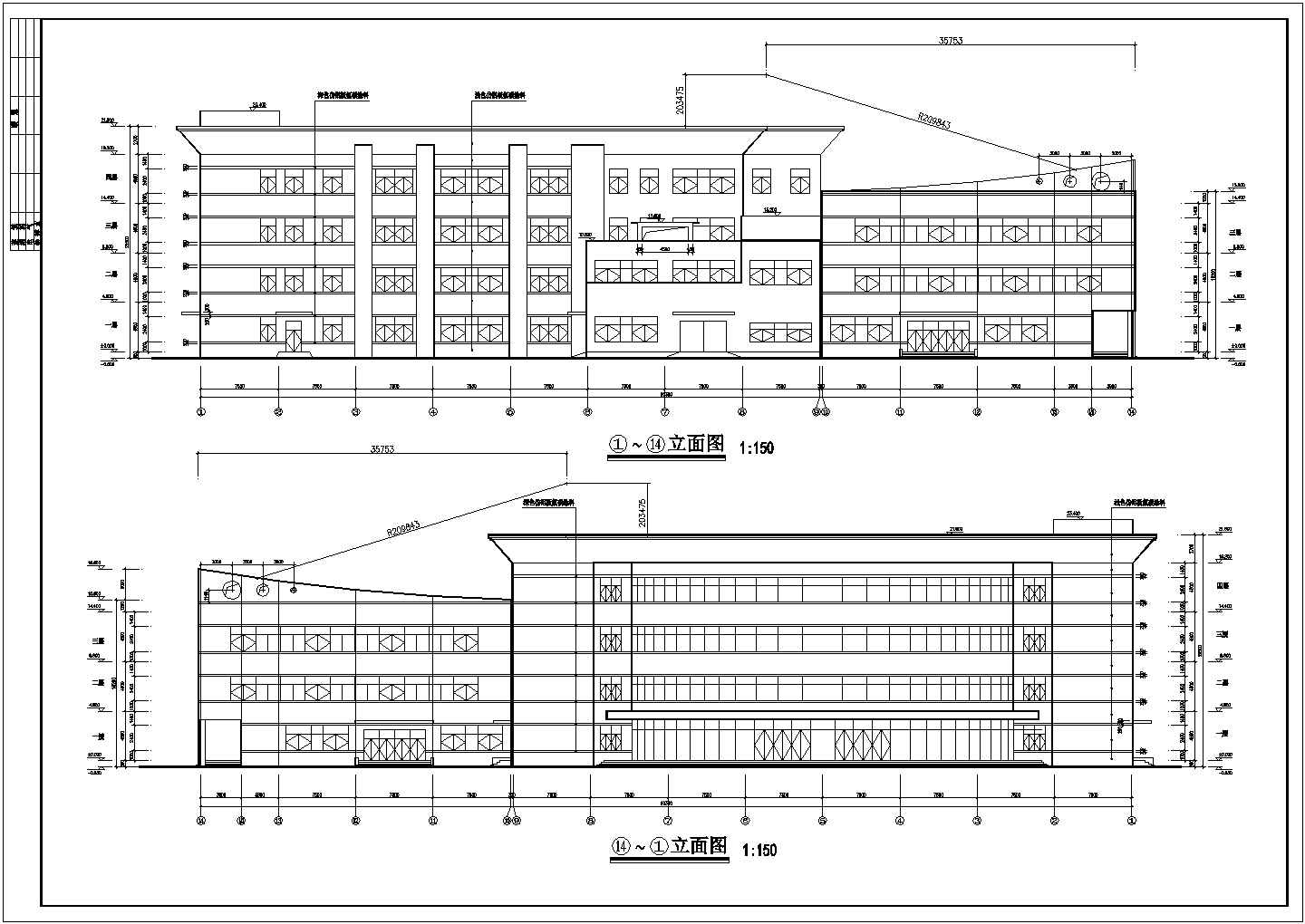 上海某大学2.3万平米四层框架结构学生餐厅全套建筑设计CAD图纸