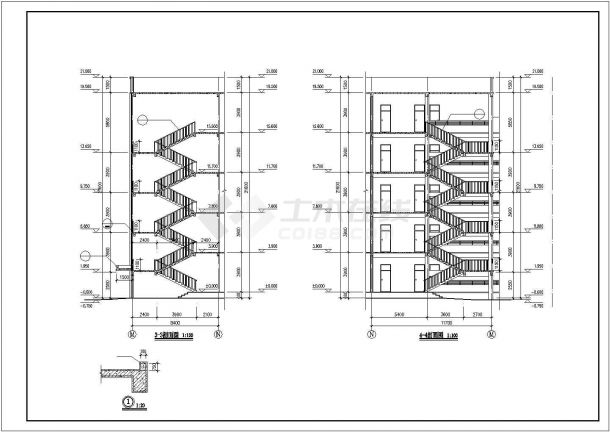 秦皇岛市某高校1.3万平米五层框架结构教学楼全套建筑设计CAD图纸-图一