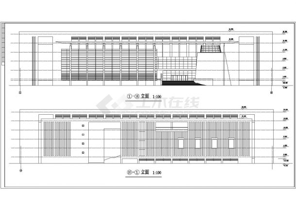 青海某大学1.7万平米五层框架结构教学综合楼平立剖面设计CAD图纸-图二