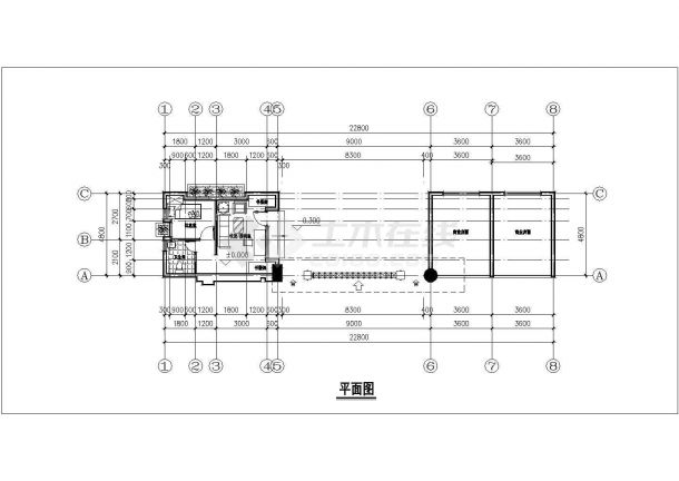 哈尔滨某新建居住区7.6米高的入口大门平立面设计CAD图纸-图一
