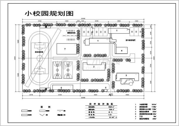 齐齐哈尔市某学校1800平米2+1层框架结构教学楼建筑设计CAD图纸-图一