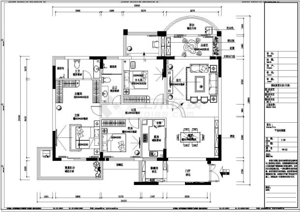 欧式(三房)住宅装修施工图（含设计说明）-图二