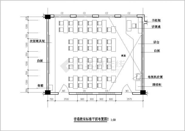 北京某实验中学的各个教室平面布局设计cad图纸