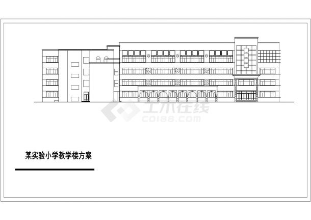 苏州某小学6400平米五层框架结构教学楼建筑设计CAD图纸-图二