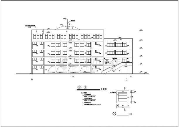 沈阳市某实验小学4500平米五层框架结构教学楼建筑设计CAD图纸-图一