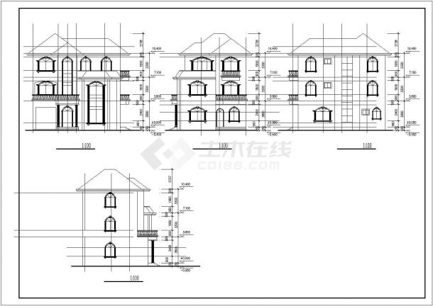 某小区多层现代别墅建筑CAD设计施工图纸-图一