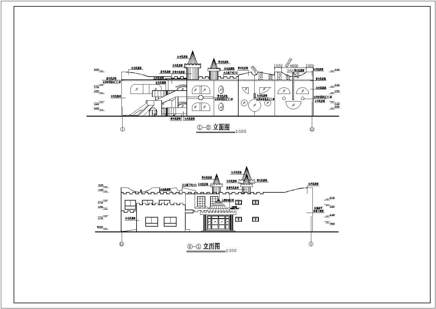 泉州市人民路某社区1300平米2层框架幼儿园建筑设计CAD图纸