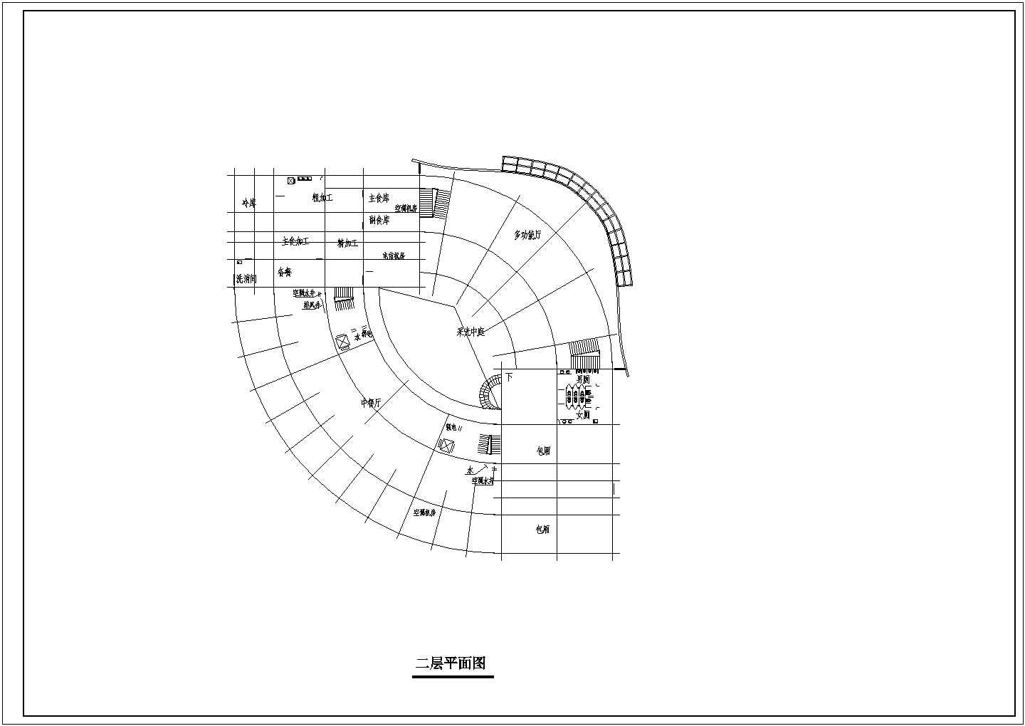 上海某街道占地2300平米6层框架结构商务旅馆平立剖面设计CAD图纸