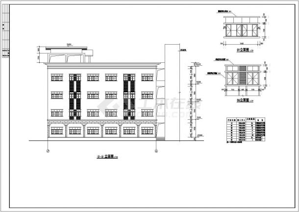 太仓市某中学2850平米4层框架结构教学综合楼建筑设计CAD图纸-图二