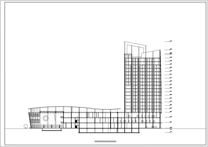 合肥市某临街19+1层框架结构办公写字楼立剖面设计CAD图纸_图1