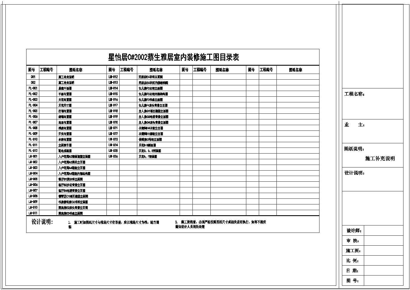 欧式风格（四房）住宅装修施工图