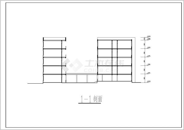 锦州市某中学7900平米6层框架结构教学综合楼平立剖面设计CAD图纸-图二