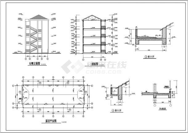 衢州市某小学1230平米4层框架结构教学楼建筑设计CAD图纸-图一