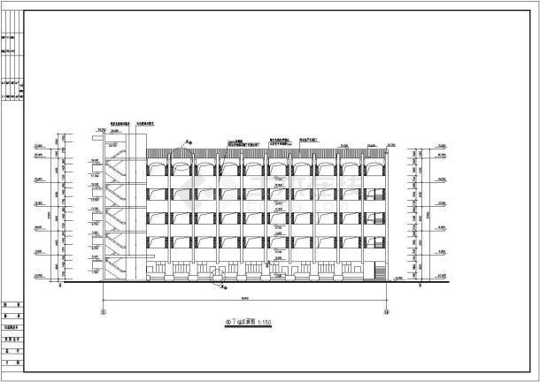 天津某学校2500平米五层钢混框架结构教学楼建筑设计CAD图纸-图一