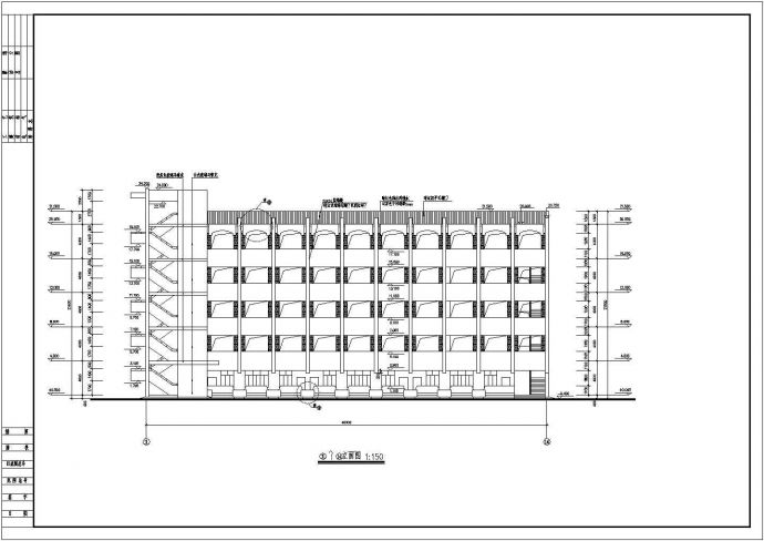 天津某学校2500平米五层钢混框架结构教学楼建筑设计CAD图纸_图1