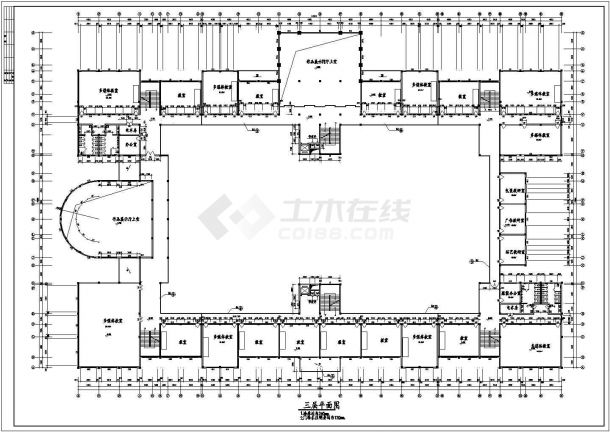 长春市某大学1.6万平米6层框架结构教学楼全套建筑设计CAD图纸-图二