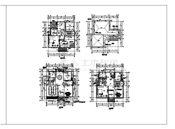 三层新农村独栋别墅建筑全套施工cad图纸，含效果图-图一