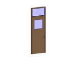 平开门-木质单扇带矩形观察窗（带亮子）图片1