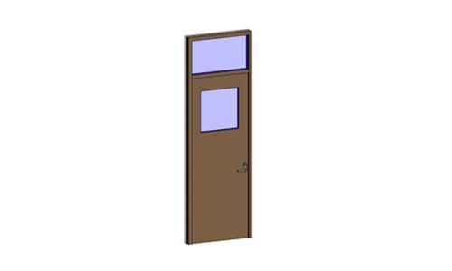 平开门-木质单扇带矩形观察窗（带亮子）_图1