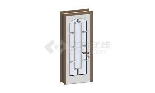 平开门-木质单扇镶玻璃门011