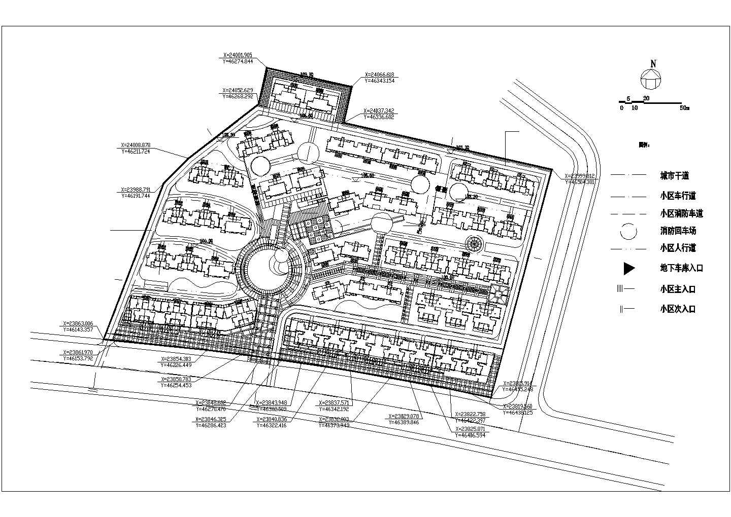 某住宅总平面规划详细设计施工方案CAD图纸