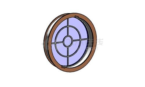 固定窗—木质单扇圆形带贴面001