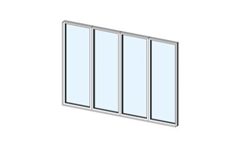 固定窗—铝合金落地一排四扇