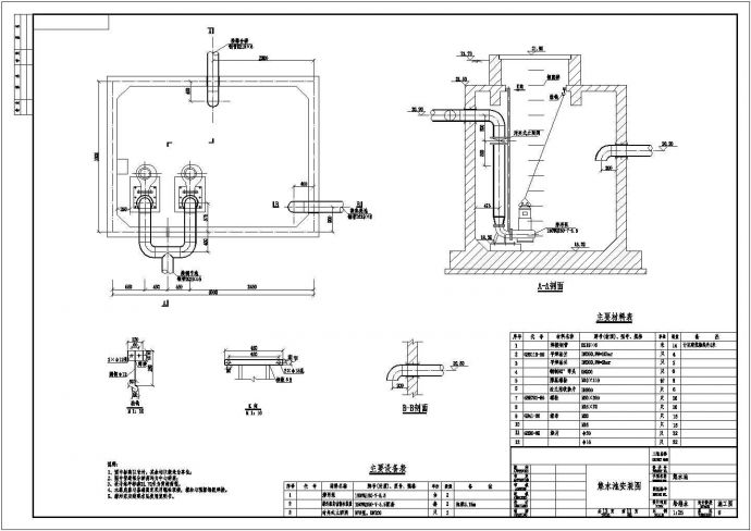 某工业废水处理调节池工艺施工CAD集水池_图1