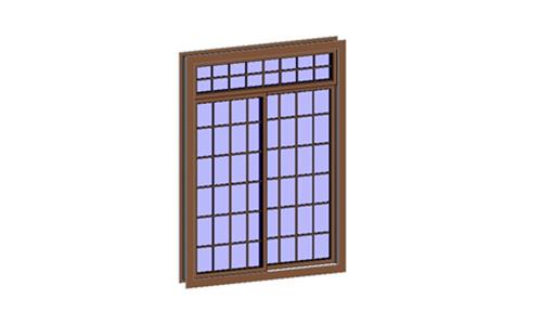 推拉窗—木质双扇带贴面（带亮子）_图1