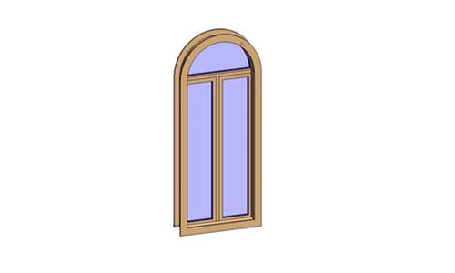 平开窗—木质双扇带贴面（带半圆形亮子）_图1