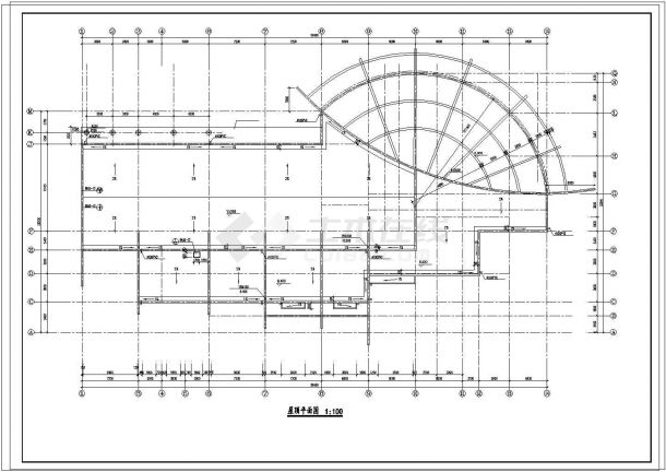 某地区娱乐中心总体建筑设计cad图纸-图一