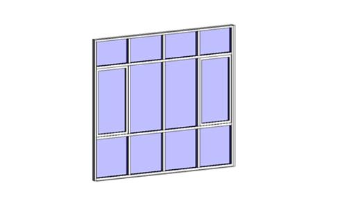 组合窗—铝合金三层四列(两侧平开)_图1