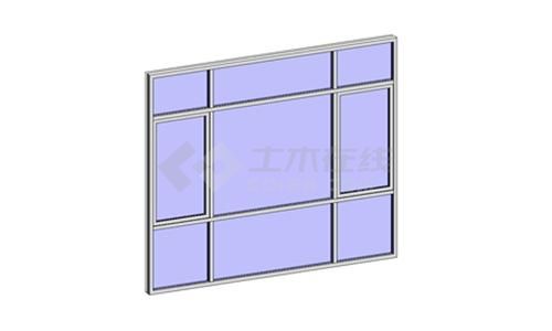 组合窗—铝合金三层三列（平开+固定）