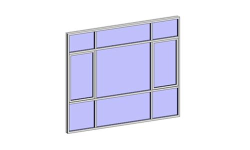 组合窗—铝合金三层三列（平开+固定）_图1