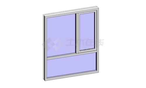组合窗—铝合金双扇带底窗(平开+固定)