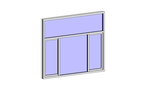 组合窗—铝合金三扇带亮子(推拉+固定+推拉)