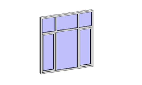 组合窗—铝合金双层三列(平开+固定+平开)001_图1