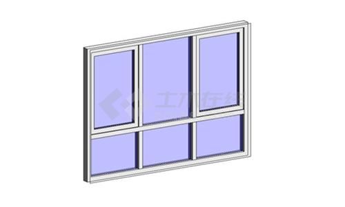 组合窗—铝合金双层三列(平开+固定+平开)002