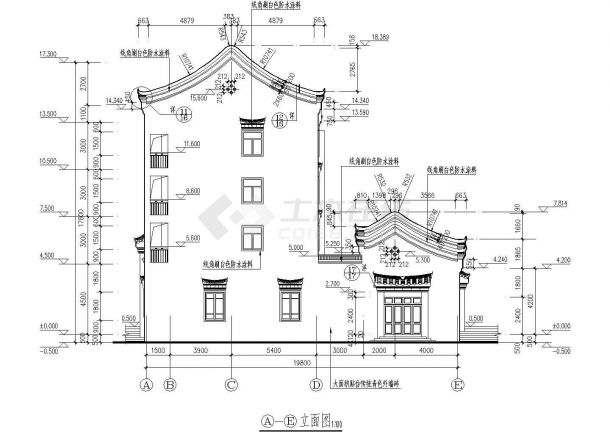 石首市某地多层古建筑民居平面设计CAD布置图-图二