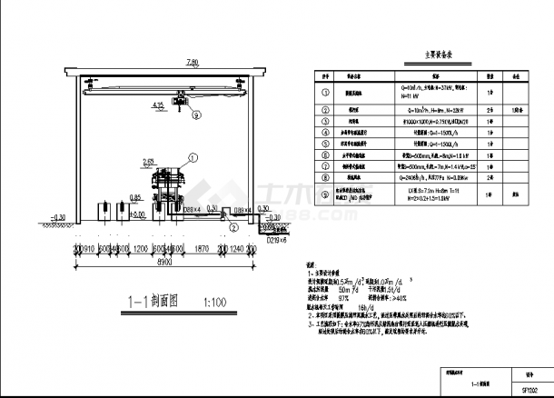 江西工业污水处理厂工艺设计全套施工cad图纸-图一