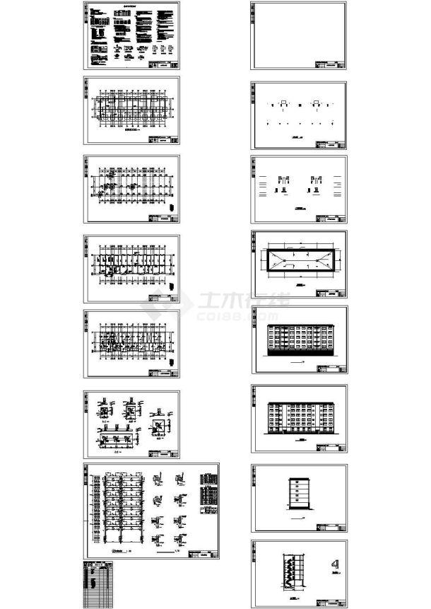 2950平方米六层商住楼建筑结构设计施工cad图纸，共十四张-图二