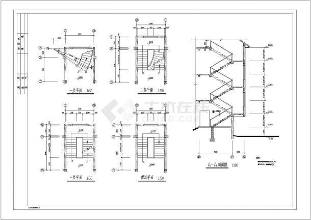 乡村小别墅建筑施工图cad-图二