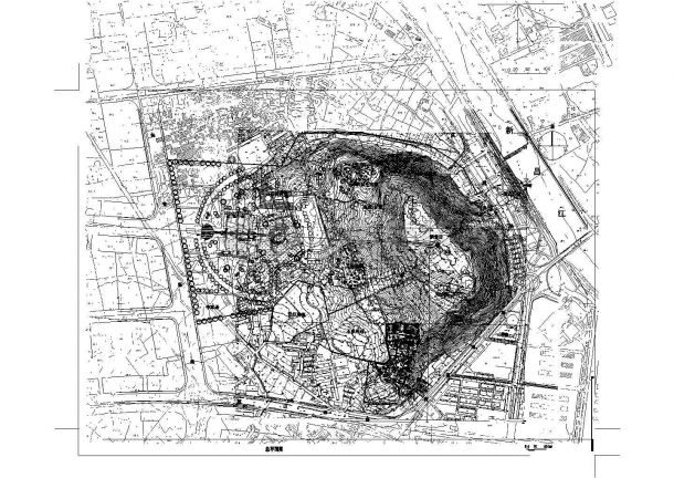某市区人民公园景观结构平面图纸-图二