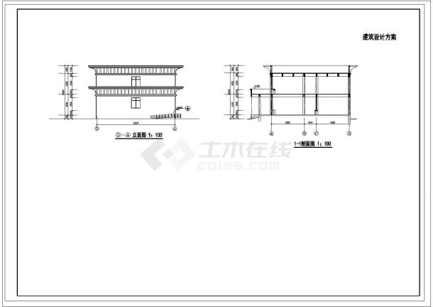 某高档餐厅建筑设计cad方案图-图二