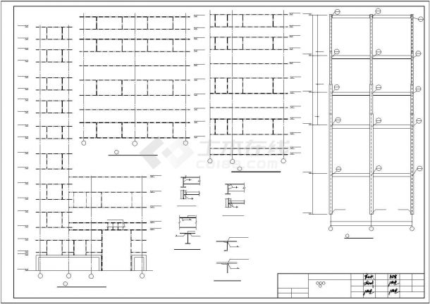 【最新】某六层饲料车间钢框架结构设计方案CAD图纸-图二